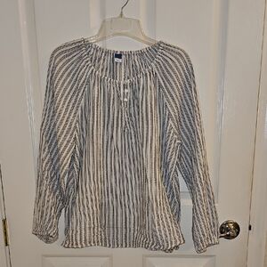 Old Navy Black and White Striped Blouse